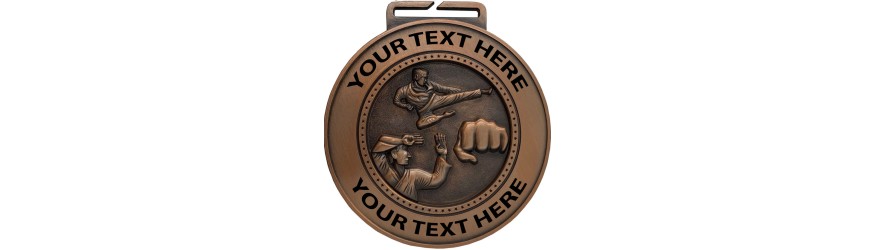 70MM MARTIAL ARTS CUSTOM BORDER MEDAL (6MM THICK) -GOLD/SILVER/BRONZE